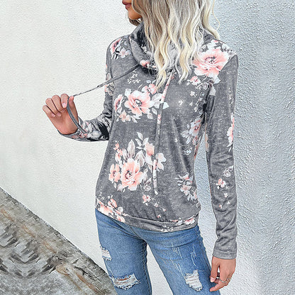 Damen Pullover Floralmuster Hochkragen Norvielle