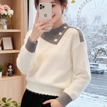 Damen Piqué Pullover mit Knöpfen Norvielle - Norvielle