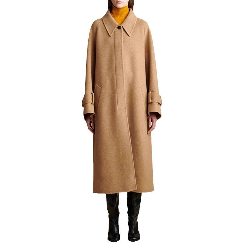 Damen Oversized Wollmantel Moderner Kragen