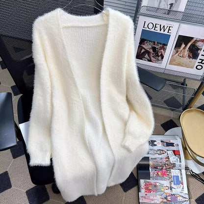 Damen Flauschstrickjacke Offener Schnitt Norvielle