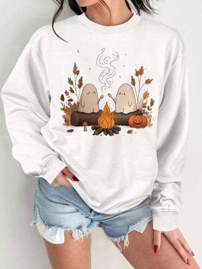 Damen Sweatshirt Gruselmotiv Bequem Norvielle