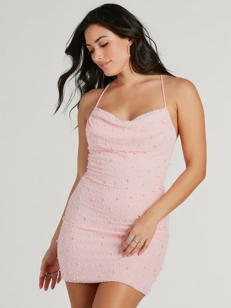 Damen Minikleid Figurbetont Spaghettiträger Norvielle