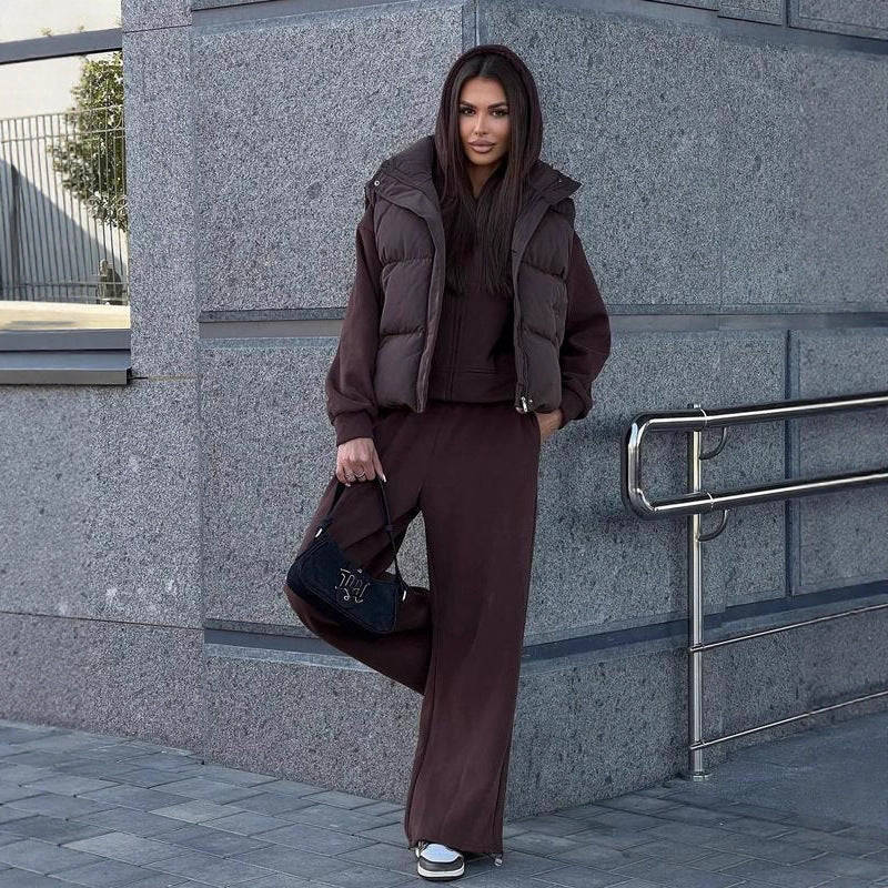 Damen Kapuzenoberteil und Hose Set Baumwolle Bequem - Norvielle