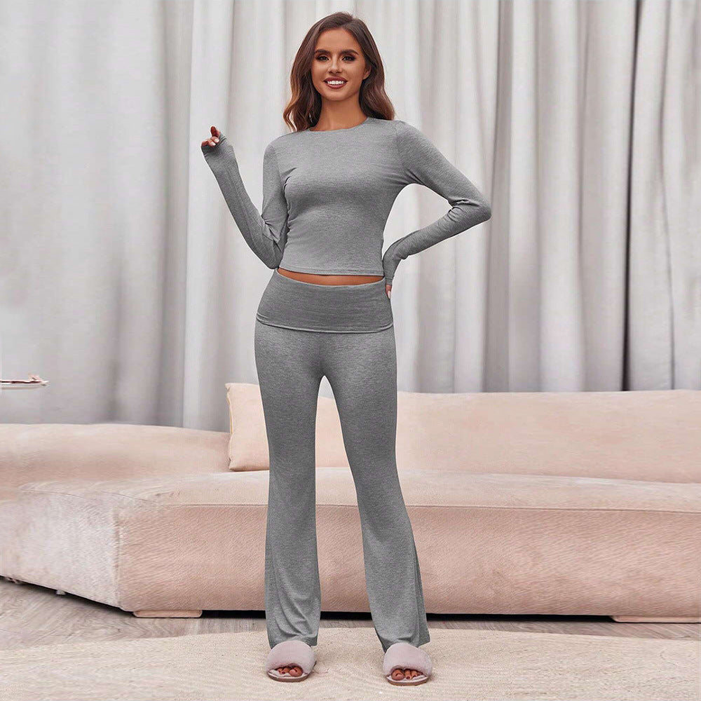 Damen Set Langärmliges Oberteil Figurbetonte Leggings