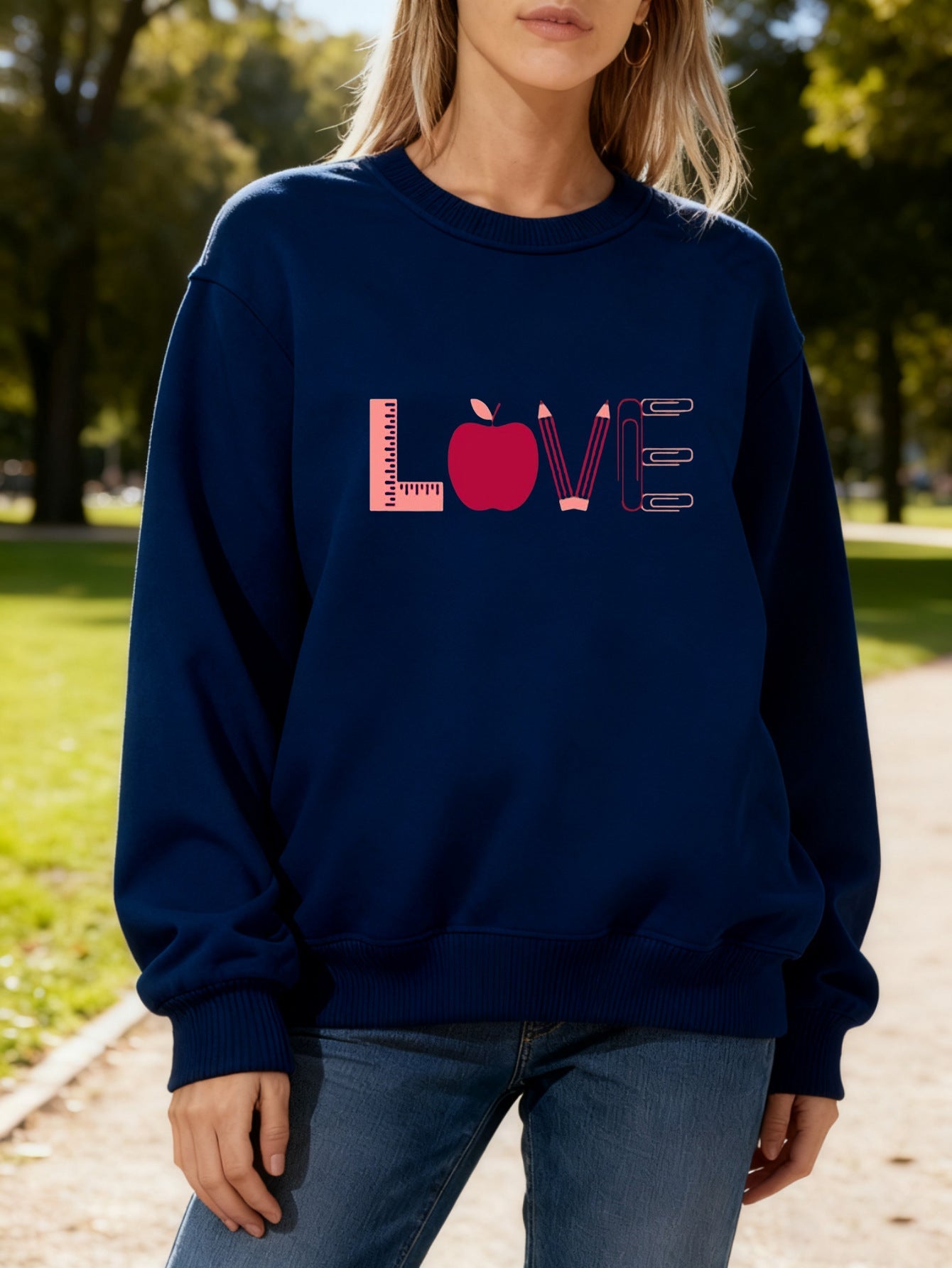 Damen Sweatshirt Kreatives Love-Motiv Norvielle