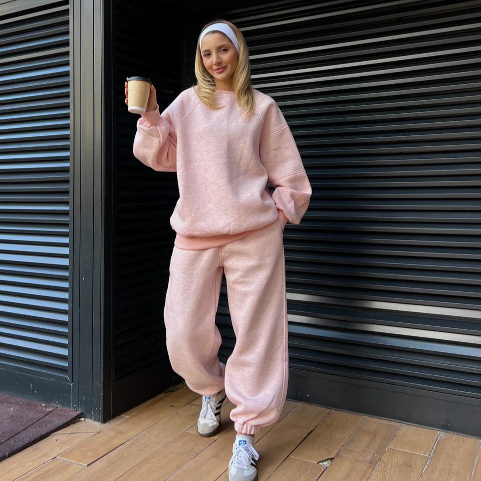 Damen Sweat-Outfit Weites Oberteil Komfortable Hosen
