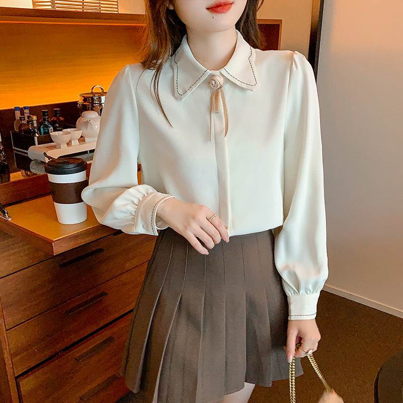 Damen Bluse Elegante Schleife Klassischer Kragen Norvielle - Norvielle