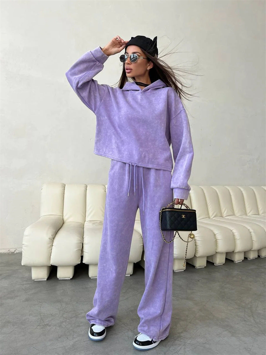Damen Hoodie-Set Weite Hosen Elastischer Bund Norvielle