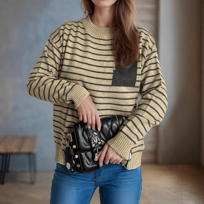 Damen Pullover Gestreift Lässig Breite Ärmel Norvielle