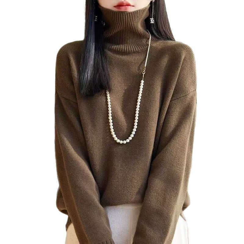Damen Grobstrickpullover Weiches Material Hoher Kragen Norvielle