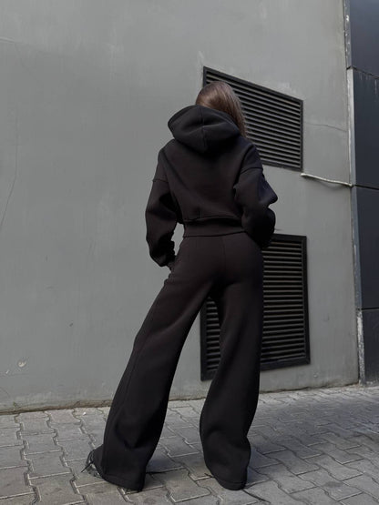 Damen Hoodie Jogginghose Set Cropped Norvielle