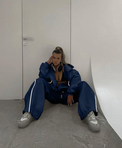Damen Sport-Jogginganzug Weites Design Reißverschluss Norvielle