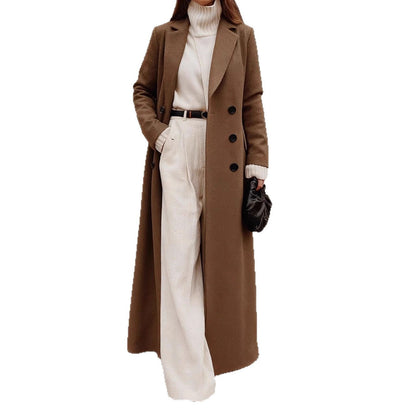 Damen Trenchcoat Leicht Tailliert Hochkragen Beige