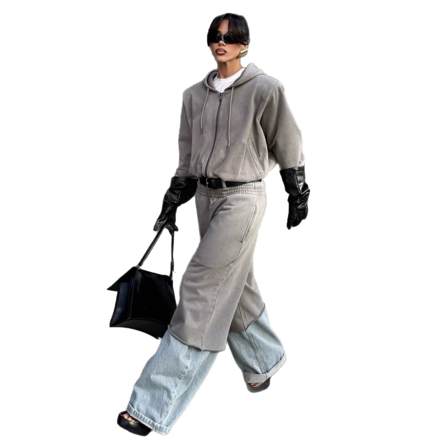 Damen Jumpsuit mit Hoodie und weitem Bein Norvielle