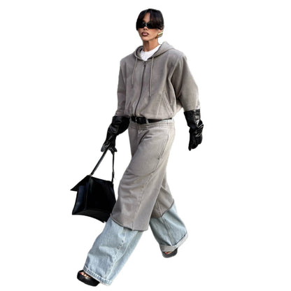 Damen Jumpsuit mit Hoodie und weitem Bein Norvielle