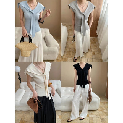 Damen Oberteil Schleifenkragen Elegantes Design Norvielle