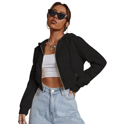 Damen Cropped Hoodie Jacke Weich Norvielle