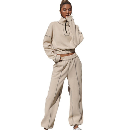 Damen Cropped Hoodie Hochkragen Norvielle