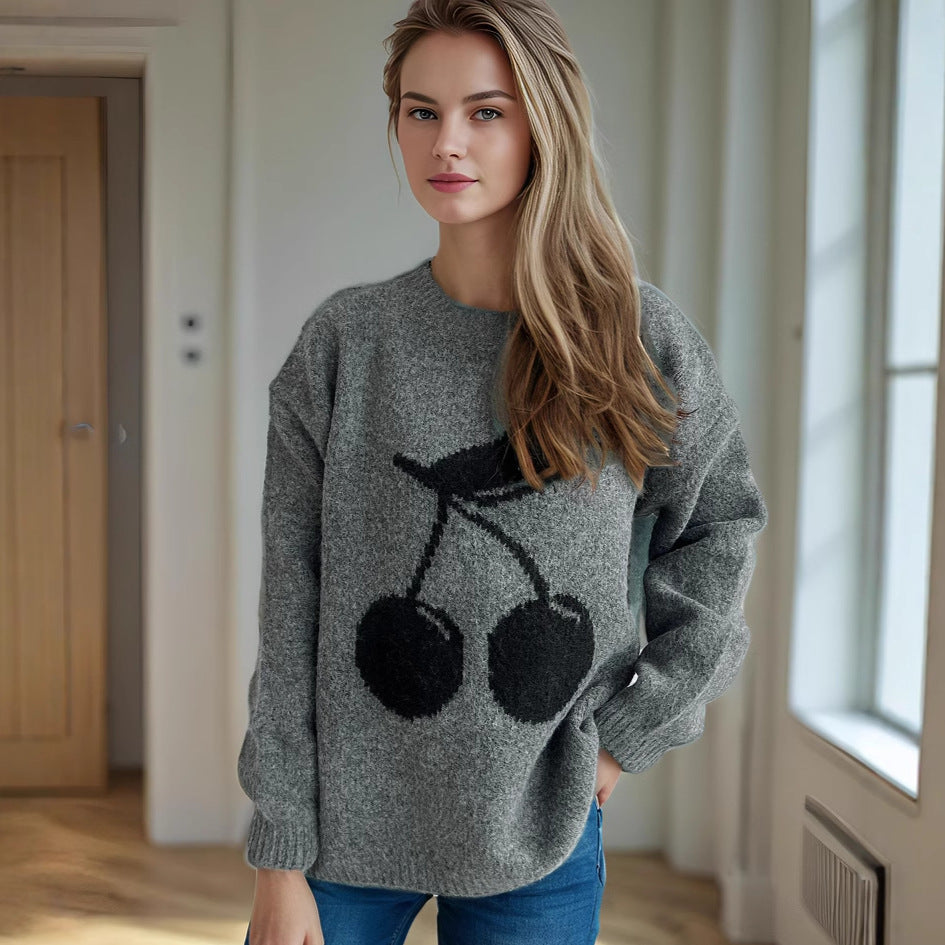 Damen Pullover Fruchtmotiv Norvielle