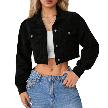 Damen Cropped Cordjacke Modisch