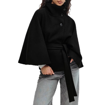 Damen Kapuzenjacke Breite Ärmel Taillengürtel Norvielle