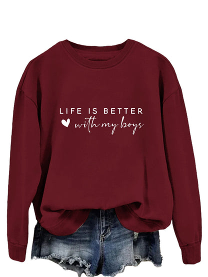 Damen Rundhals-Sweater mit Aufdruck Norvielle