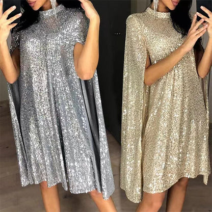 Damen Paillettenkleid mit Cape-Ärmeln Norvielle