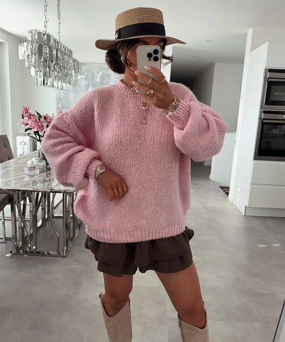 Damen Strickpullover Luftiger Look Voluminöse Ärmel Norvielle