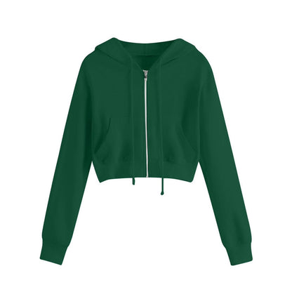 Damen Hoodie Kurzarm Reißverschluss Kängurutasche Norvielle