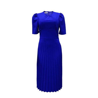 Damen Plissee-Kleid mit Kragen und Puffärmeln Norvielle