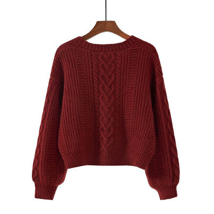 Damen Strickjacke Zopfmuster Extravagante Knöpfe Norvielle