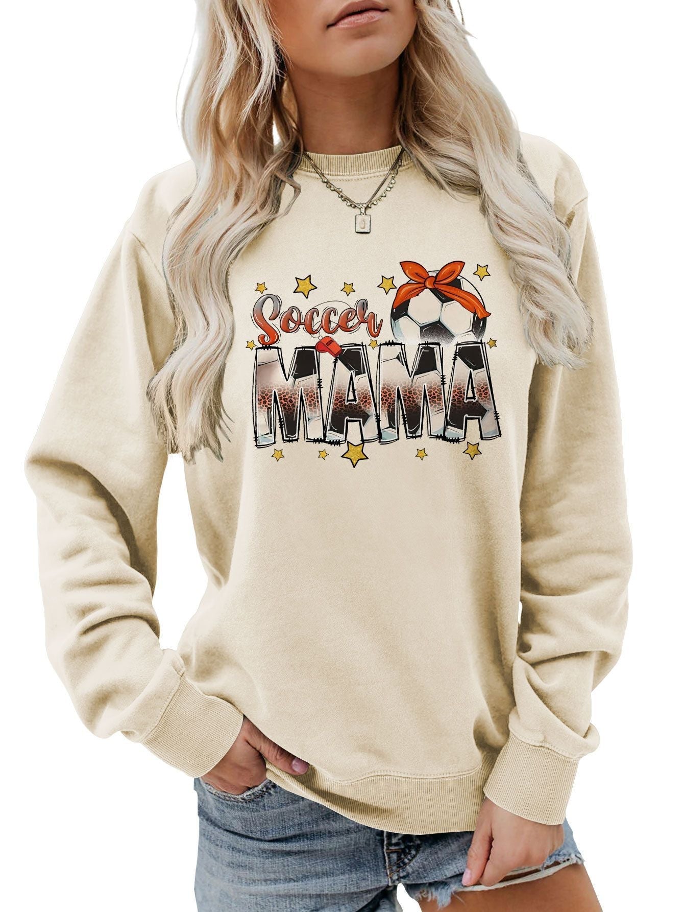 Damen Sweatshirt Soccer Mama Aufdruck Bequem Norvielle