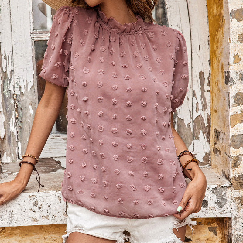 Damen Bluse Rüschendetails Struktur Oberfläche Norvielle