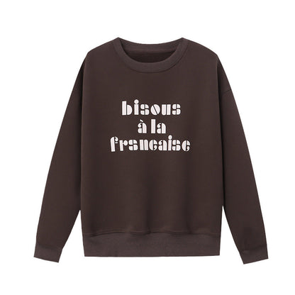 Damen Sweatshirt Lässig Kreativer Schriftzug Beige