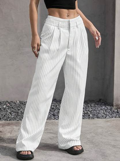 Damen Hochwasserhose Klassisch Schräge Taschen Norvielle