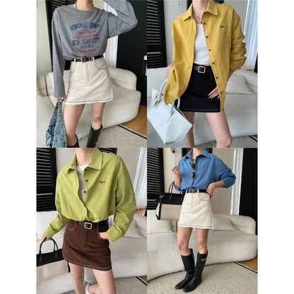 Damen Hemdbluse Lässig Knopfleiste Gestickt Blume
