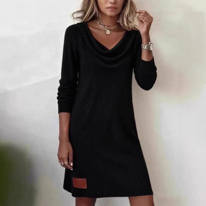 Damen Strickkleid Lässig Wasserfall-Ausschnitt Norvielle