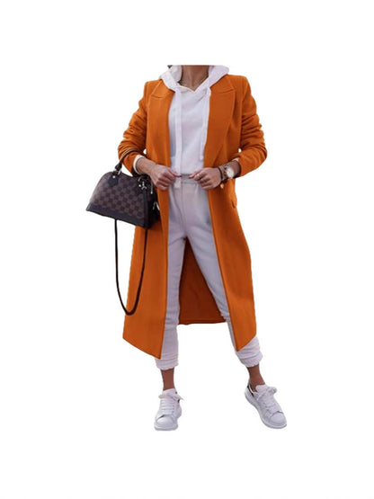 Damen Übergangsjacke Elegantes Design Revers Taschen Beige