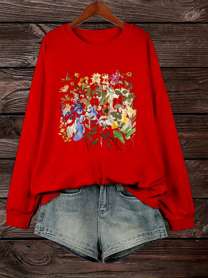 Damen Sweatshirt Floralmuster Bequem Grün