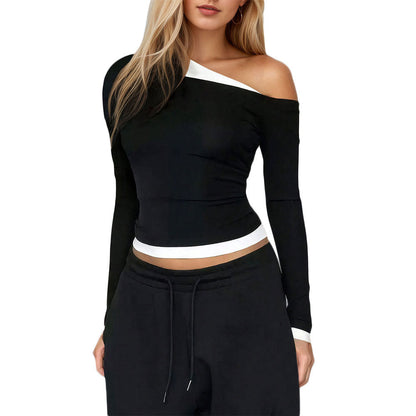 Damen Langarmoberteil Asymmetrischer Ausschnitt Feine Details
