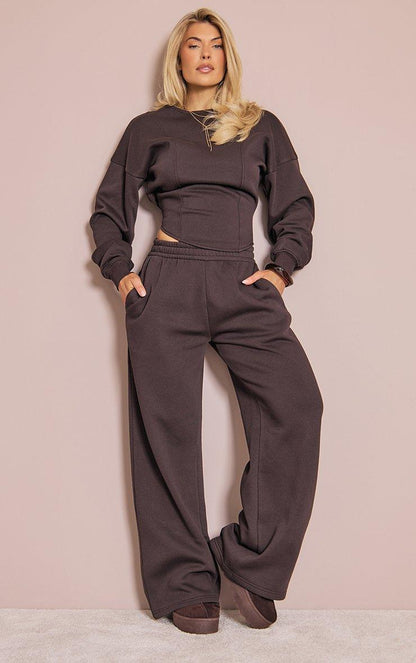 Damen Loungeanzug Weitschnitt Elastischer Bund