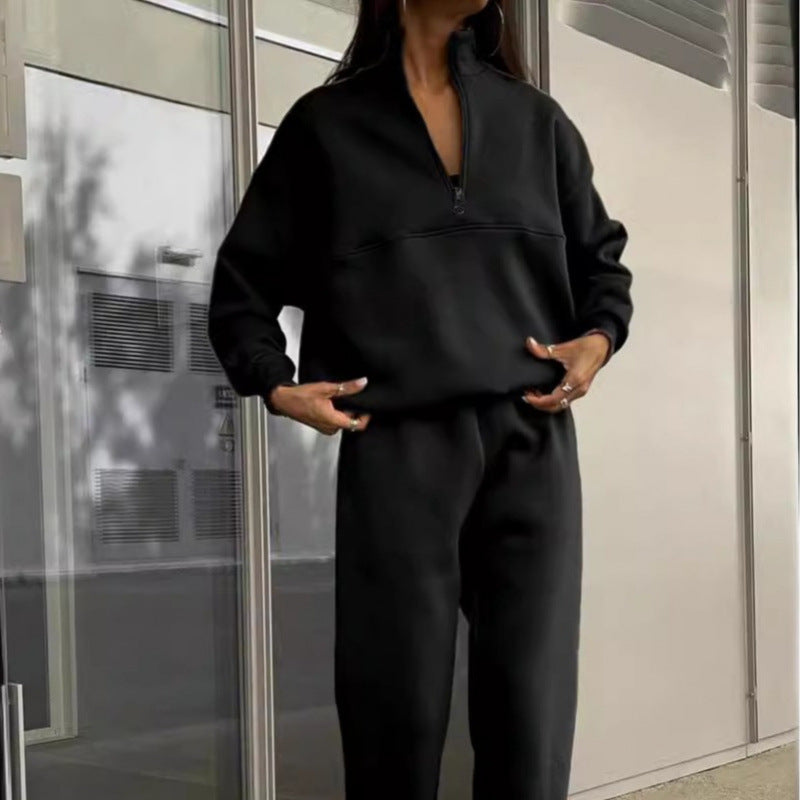 Damen Sweatshirt-Set Elastisch Hochkragen Grau Norvielle - Norvielle