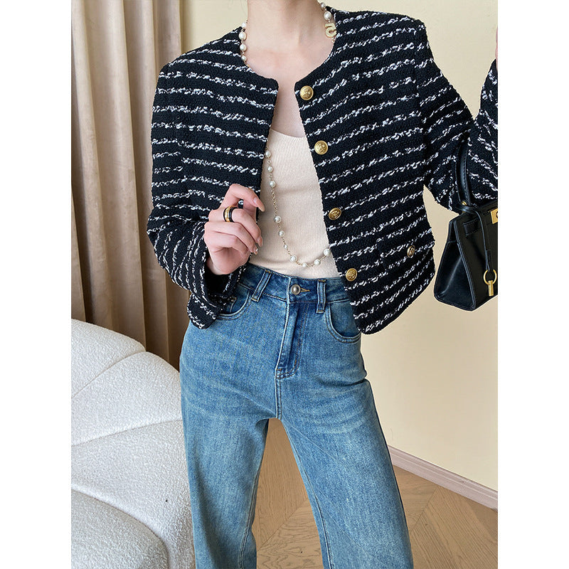 Damen Bouclé-Jacke Dekorative Knöpfe Norvielle - Norvielle