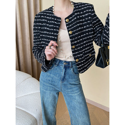 Damen Bouclé-Jacke Dekorative Knöpfe Norvielle - Norvielle