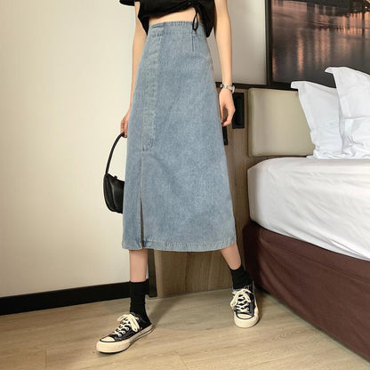 Damen Jeansrock Midi mit Seitenschlitz