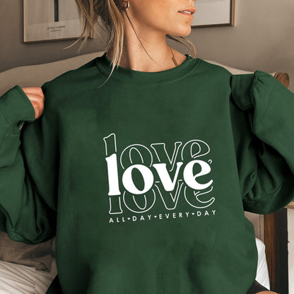 Damen Sweatshirt Voluminöse Ärmel Moderner Love-Print Norvielle