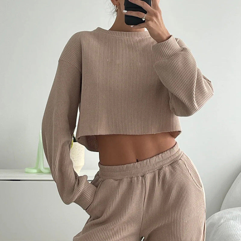 Damen Set Cropped Sweatshirt und weite Hosen Norvielle