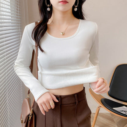 Damen Langarmshirt Rippstruktur Cropped Norvielle