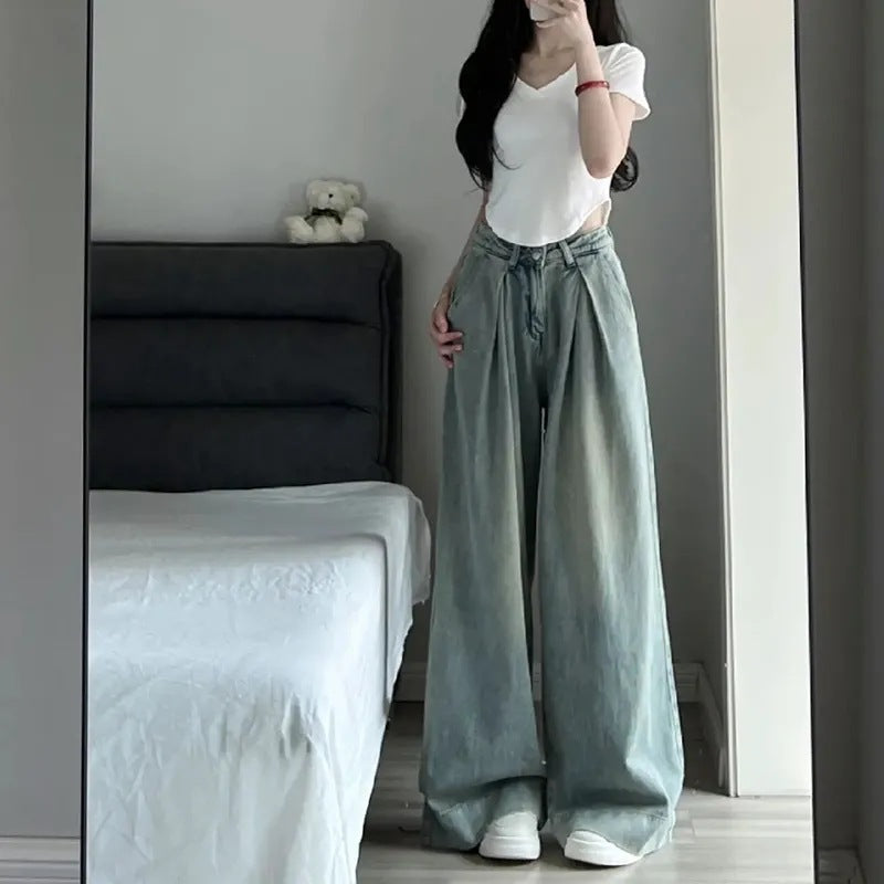 Damen Hochtaillen Jeans Weit Norvielle