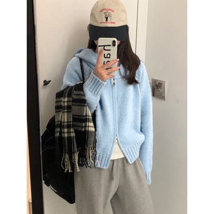 Damen Hoodie-Cardigan Kuschelig Reißverschluss Große Taschen Norvielle